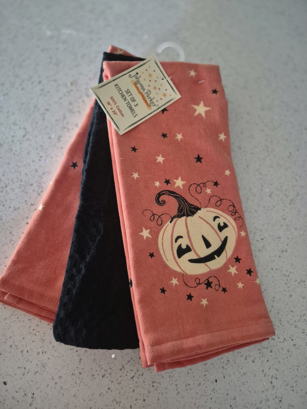 Halloween Pumpkin Coral Kitchen Towel Set